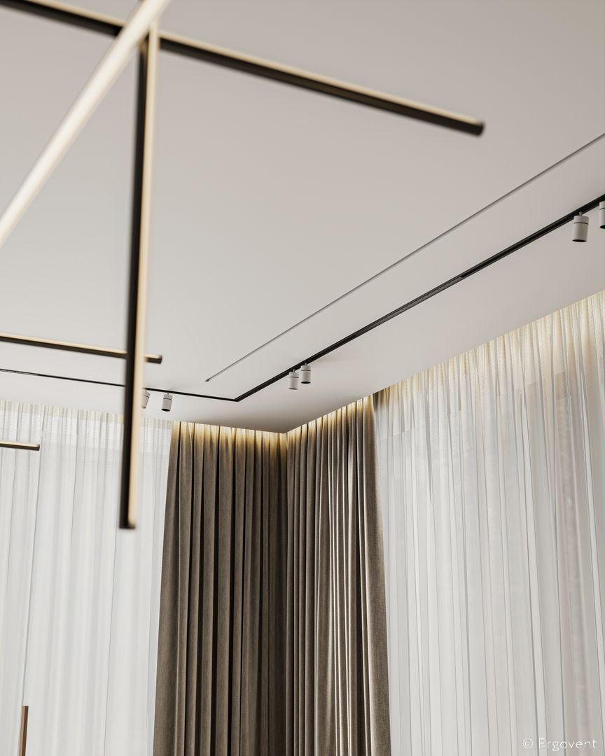 Detail stropu s tenkou štěrbinou vyústky